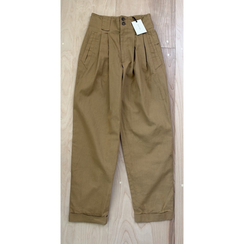 NA NIN Townes Trouser XS High Waist Pleated Linen Cotton 90s NWT Designer Luxury